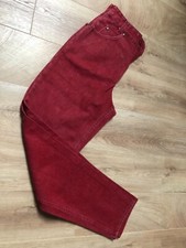 Damen Jeans 80er/90er hochgeschnittene Jeans Farbe: rot Größe:34 100% Baumwolle