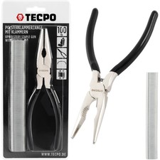 TECPO POLSTERKLAMMERZANGE POLSTERZANGE + 100 POLSTERKLAMMERN für SITZBEZÜGE