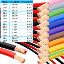 1,5 2,5 4 6 10mm² Strom Batteriekabel H07V-K Einzelader flexibel HAR 10m 20m 50m