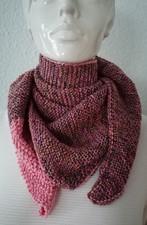 Schal/Dreiecktuch dunkles rosa meliert, Strick  Handarbeit neu