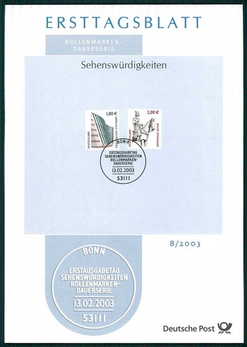 Brd etb ersttagsblatt 2003 - brd, 2003/08