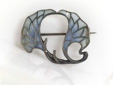 Heinrich Levinger Deposé 900 Silberbrosche Jugendstil Fenster Emaille, 3,2cm