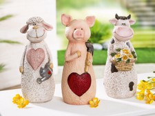 Zaunhocker Kuh Schaf Schwein Keramik (G51643) Gartenfigur Zaundeko Gartendeko