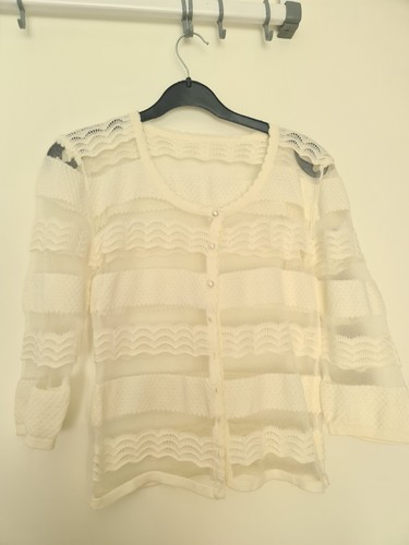 Damen strickjacke weiß - weiß, spitze
