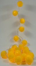 Stoff Ball Lichterkette, 20`er LED Kugel Lampion Lichterkette - gelb