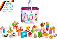 Eichhorn – Bunte Holzbausteine – 50 Stück in Box, Bauklötze Mit Bedruckung, Aus 