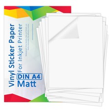20 Blatt InkJet Vinyl Aufkleberfolie Weiß Matt Selbstklebend DIN A4 Bedruckbare