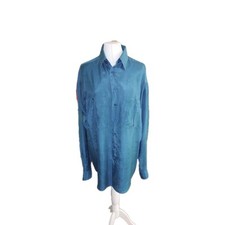 Angelo Litrico Hemd Gr. M 38/40 sehr groß 100% reine Seide Petrol Farbe