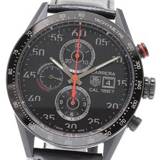 TAG HEUER Carrera Kaliber 1887 Chronograph Herren Titan Leder Schwarz Uhr Fr