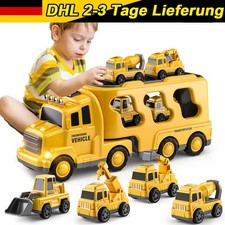 7 in 1 LKW Feuerwehrauto mit Licht und Musik Auto Transporter Kinder Spielzeug