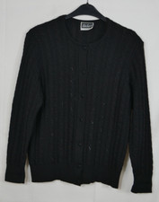 LUISA SPAGNOLI ITALY 100% WOLLE Luxus Strickjacke Zopfmuster Edel Größe DE 40/42