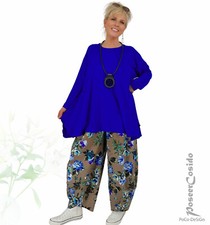 LAGENLOOK Basic Long Shirt Tunika royal blau XL-XXL-XXXL 44 46 48 50 52 54 56 58