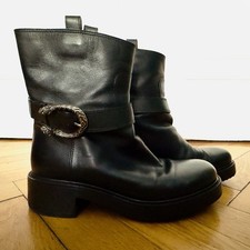 Original GUCCI Biker Boots, schwarzes Leder, Gr. 39