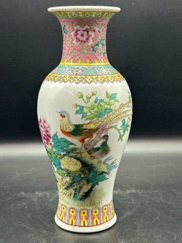Famille rose vase handmalerei - vase,