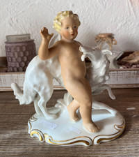 Porzellan Figurengruppe „Putto mit Windhund“ Schaubach Kunst um 1950 15 cm