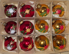 DDR Christbaumschmuck Baumbehang - 12 Kugeln mit Dekor -Lauscha