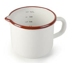 INDUKTION MILCHTOPF & MESSBECHER Ø 12 CM 1,0 Liter EMAILLE Kochtopf EMAILLIERT 