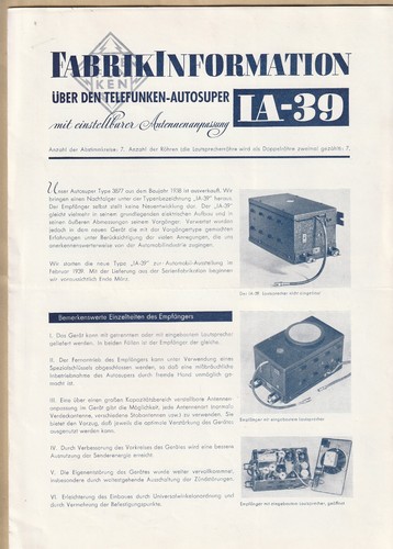 Auto radio prospekt - prospekt, telefunken