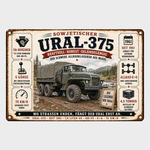 Blechschild ural 375 - blechschild,