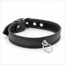 Halsband mit Ring der O schwarz Bondage BDSM Leder Slave Halsfessel