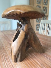 Pilz Teak Holz Holzpilz Öko Natur Herbst Teakholz Innen Außen Deko 26 x 25 cm