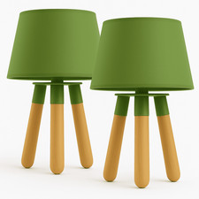 Tischlampe 2er Set Tischleuchte Schreibtischlampe Nachttischlampe Lampe grün