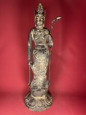 China Buddha Lotus Figur Skulptur Statue Massiv Eisen Original Handarbeit Alt