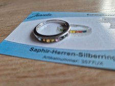 Eleganter Saphir-Herren-Silberring 925 Sterling Silber + Zertifikat Juwelo