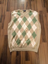 Daniel Springs Herren Golf Pullunder Pulli Größe 52  Kariert Beige/Weiß/Grün 