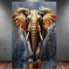 LEINWAND BILDER XXL ELEFANT GOLD ABSTRAKT AFRIKA KUNSTDRUCK WAND POSTER P866