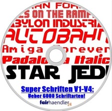 Super Schriften V1-V4 Paket Über 6000 FONTS Schriftarten für den PC Star Wars CD
