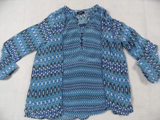 TOLANI schöne bunte Seidentunika türkis bunt Gr. S TOP BI1118