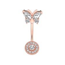 Schmetterling Bauchnabelpiercing Gebogener Stab Zirkon Nabel Kette Top