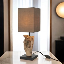Tischleuchte 45cm Modern dekorativ aus Treibholz Leinen Design