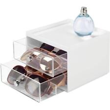 mDesign Brillenablage Aufbewahrungsbox für Brillen 2 Fächer weiss/durchsichtig