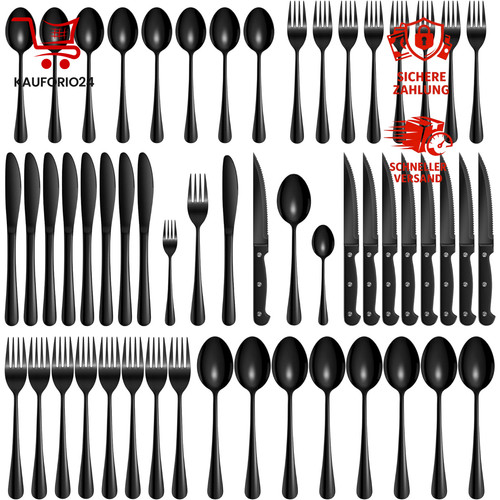 Besteckset teilig schwarz - 48-teilig,