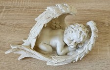 Stein Grabschmuck: Engel Feder Trauer Altar Dekoration Grabstein Engelsfigur