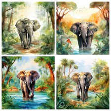 Wandbild Afrika Elefanten Deko Bild Tiere Wanddeko Dekofliese Wandfliese Kachel