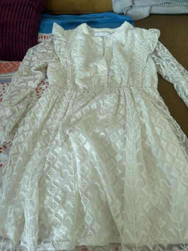 Zara kleid weiss tüll spitze - tüll,