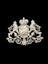 Bayrisches Wappen Blechschild,mit Stecknadel Hochrelief,Versilbert,Hut Stecker