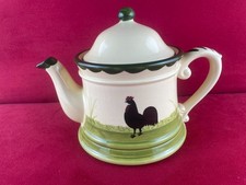 Zeller Keramik - Hahn und Henne - Teekanne 1 Liter im dunklen Grünton TOP