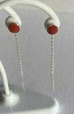 Ohrringe  aus 925 Silber  - Ketten Ohrringe zum Durchzieher mit Koralle