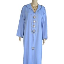 Damen Kleid mit Kapuze Djellaba Lila Gr.M  Stickerei