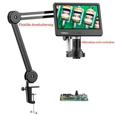 TOMLOV Flexibler Arm Digitales Mikroskopstativ mit 144-LED-Ringlicht für DM4 DM9