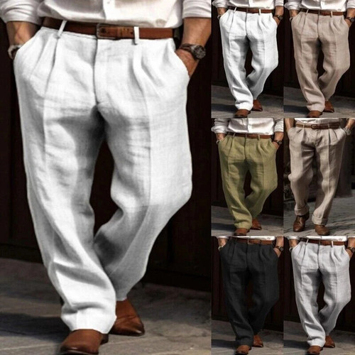 Herren baumwolle leinen hose - leinen,