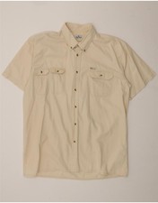GIANI FEROTI Herren Kurzarm Hemd XL Beige Baumwolle BU07