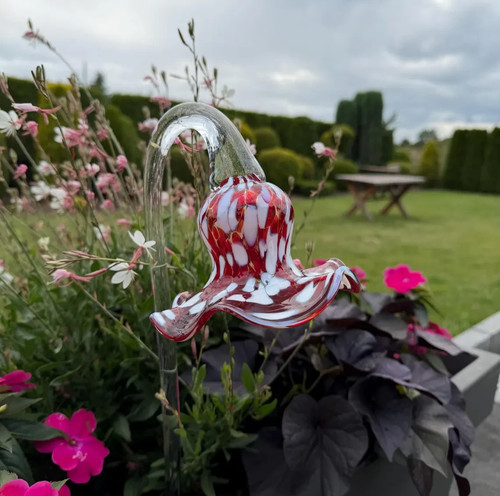 Glasblume 50cm rot - 50cm, weiß
