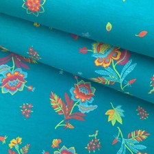 Jersey Stoff Blumen Blätter