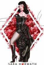 032_Betty Page mit Lackpanter _ Kunstdruck SARA HORWATH *certifiziert, signiert 