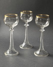 Jugendstil Weingläser Goldrand um 1900 Theresienthal ? Josephinenhütte ?